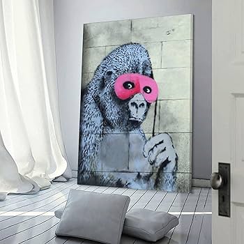 Amazon.co.jp: Banksyバンクシー 《ピンク色の仮面をつけた